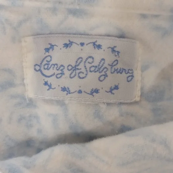 Lanz Of Salzburg Blue And White Blue Nordic Tyrolean Peter Pan Nightgown - S - Picture 8 of 8